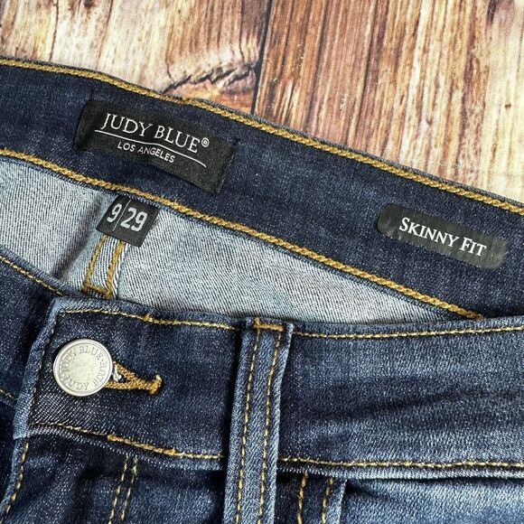 Judy Blue SKINNY FIT Juniors Size 9/29 Mid Rise Raw Hem Jeans Denim Pants 29x28 - Picture 10 of 12